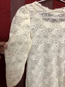 Cream Short Sleeve Top