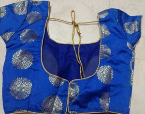 Blue Silk Stiched Blouse Padded Size: 30&#34;/32&#34;/34
