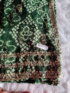 Green Bandhani Saree