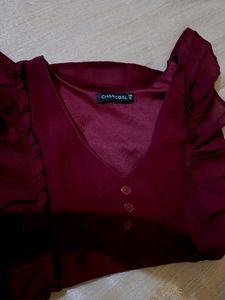 Maroon Ruffle Top