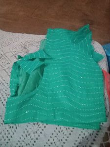 Emerald Green Sequin Scarf.Saree