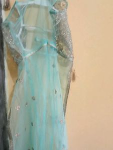 Long Gown 4 Pieces. Salwar Dupatta And Upper Court