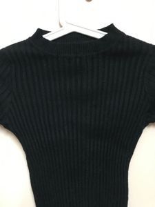 Black Ribbed Knit Top