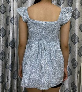 Baby blue peplum top women