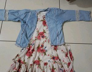 Cute Floral Dress with Denim Jacket