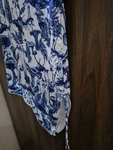 Blue &amp; White Print Mini Dress