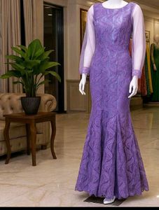 Elegant Purple Lace Gown