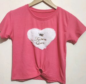 Pink Top Fashion Queen Heart 8-10 Year Girl