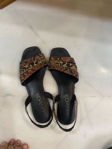 Snakeskin Print Slide Sandals