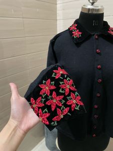 Vintage Pintresty Embroidered Black Cardigan