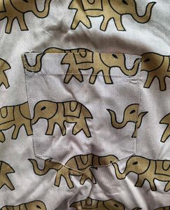 Elephant Print Short Sleeve Shirt
