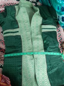 Jodhpuri Style Green Blazer With Cream Pant For Me