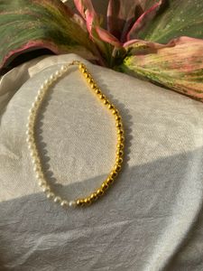 Trendy White And Golden Combination Mala