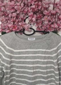 Silver And Grey Lining Thin Woolen Top