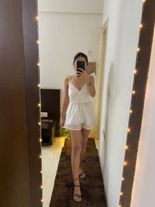 White Chickankari Romper