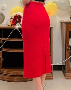 Red Knit Skirt