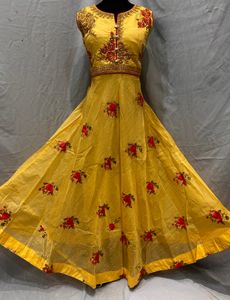 Yellow Embroidered Indian Dress