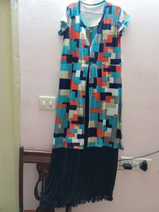 Navy Blue Net Polyester Dress