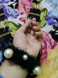 Combo Of One Long Necklace &amp; Black Rubber band