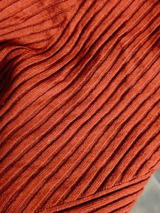 Cotton Red Ribbed Turtleneck Sweater Top Women