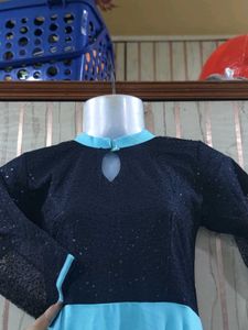 Sky Blue And Black Gown