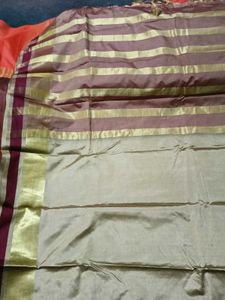 BrandNew ElegantBeige CottonSilkSaree+UnsticheBlou