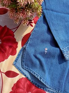 Embroidered Denim Short Kurti