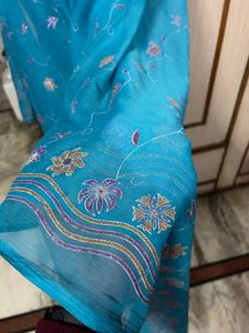 Teal Floral Embroidered Dress