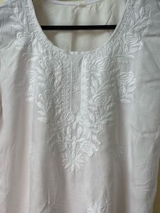 Elegant White Embroidered Kurta