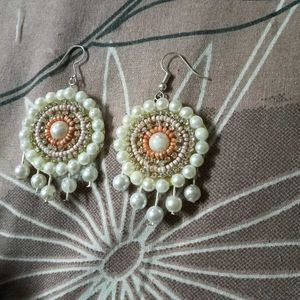 Beaded Pearl Drop Earrings