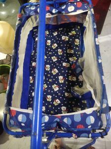 Baby Cradle - Blue with Cartoon Print
