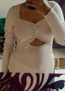 Ribbed Knit Cutout Mini Dress