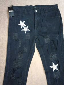 Shein Distressed Star Jeans