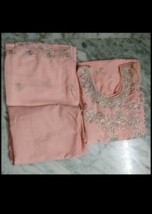 Peach Embroidered Kurta