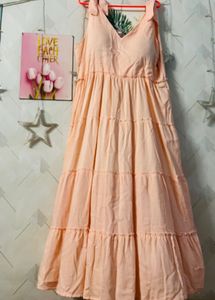 Beautiful Peach Cotton Maxi Dress