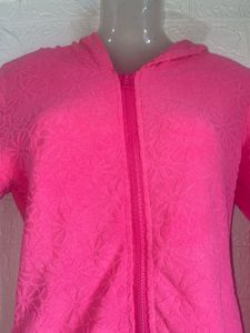 Pink Floral Zip-Up Hoodie