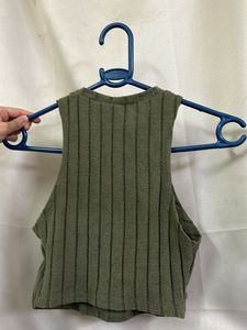 SHEIN - Green Ribbed Tank Top