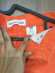 Orange Denim Shorts