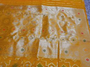 Yellow Banarasi Silk Saree