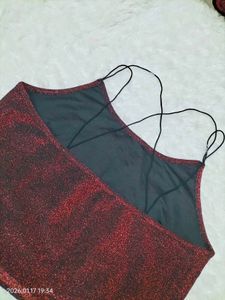 Sparkly Red Cami Crop Top