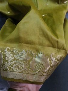 Beautiful Banarasi Silk, Olive Green Color Saree