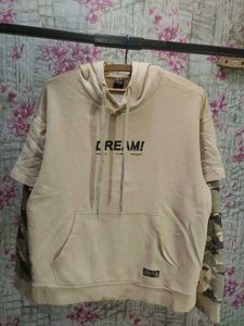 Beige 'Dream!' Graphic Hoodie