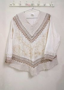 Vintage Crochet Trimmed Blouse New