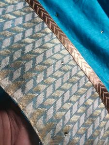 Aqua Blue and Gold Indian Saree