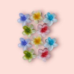 10 pcs Medium Size Colorful Flower Hair Claw Clips