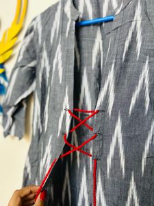 Stylish Grey Ikat Kurta Jacket