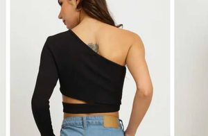 One-Shoulder Cutout Crop Top