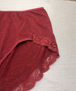 Burgundy Lace Trim Briefs