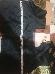 Black Banarsi Silk Saree With Stiched Blouse