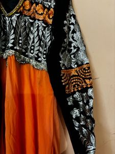 Orange &amp; Black Anarkali